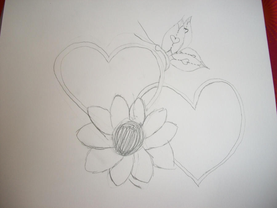 heart flower an butterfly | Flower Tattoo