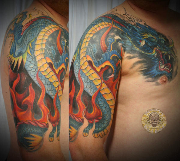 Asia dragon tattoo - chest tattoo