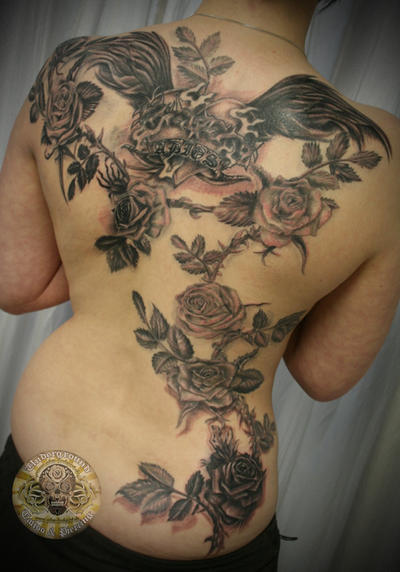 Adios Onkelz roses Tat final - flower tattoo