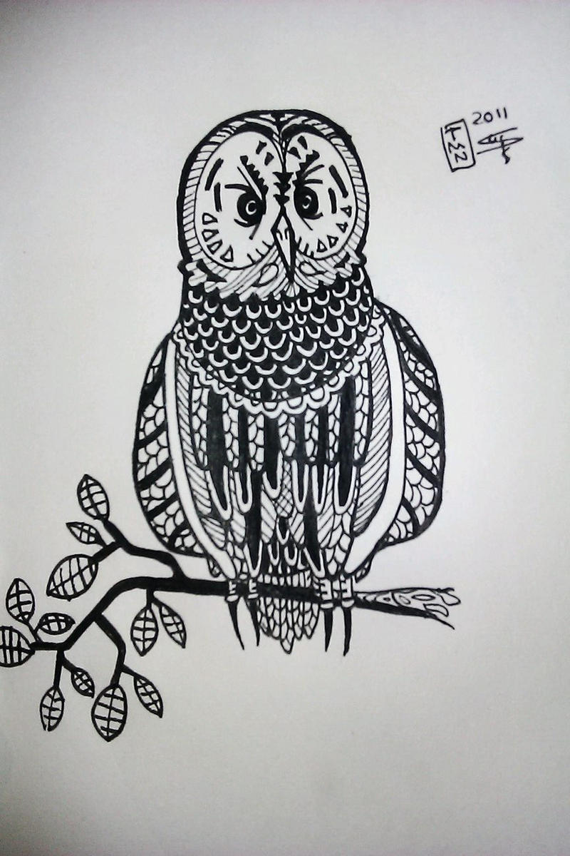 Aztek Owl Tattoo concept by