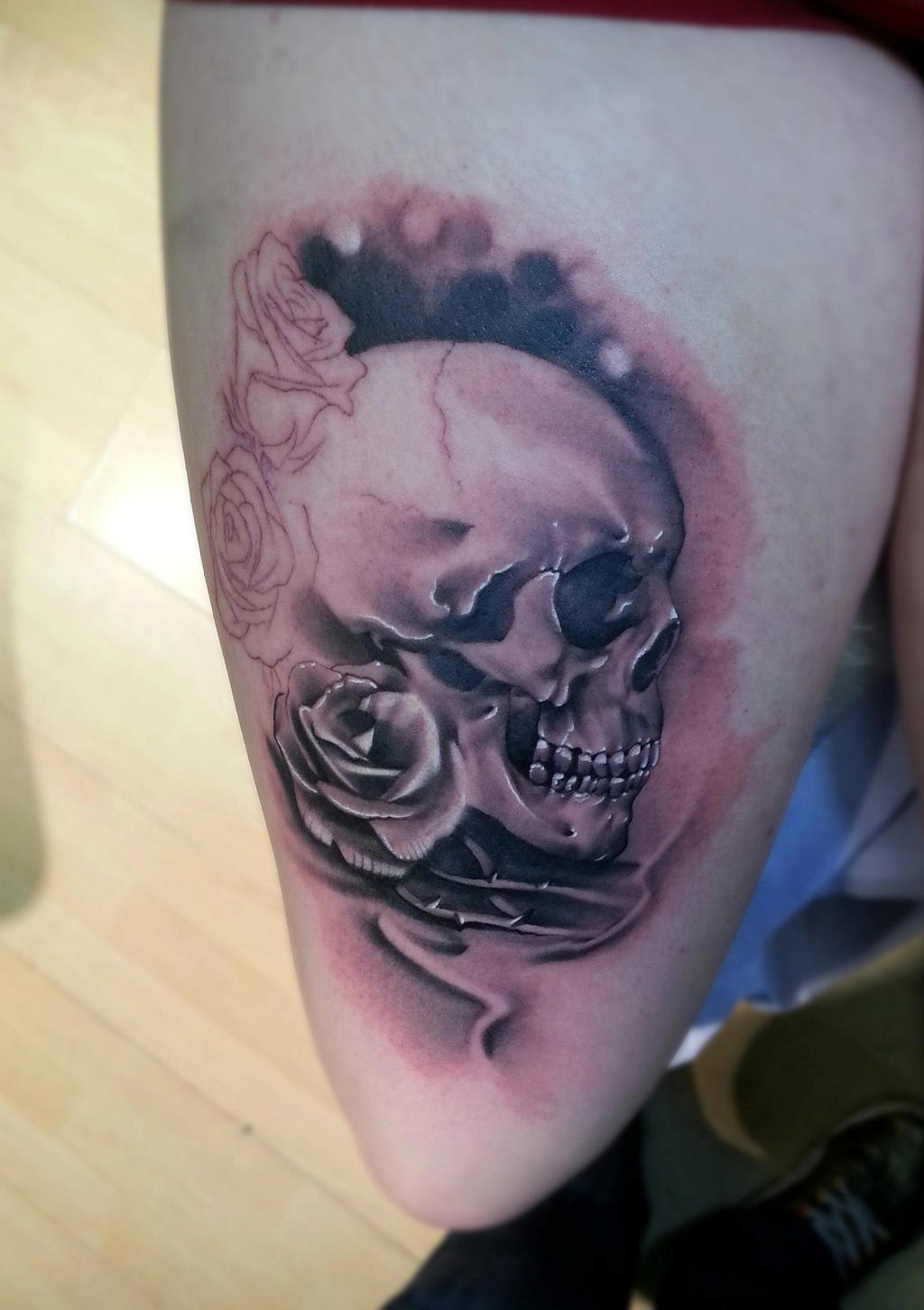 Skull and Roses tattoo by LittleRock3DD on DeviantArt
