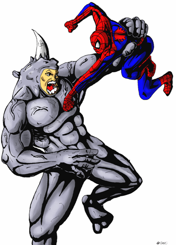 Spiderman vs Rhino by NateBlue