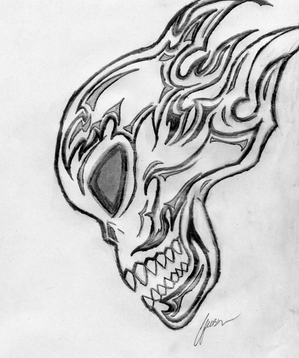 Tribal Skull tattoo Design by craigyp100 on DeviantArt