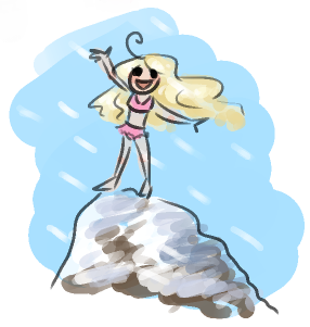 I stand on top of Mount Everest, grinning and wearing a pink bikini. The wind blows back my blond hair as freezing snow flies around me.