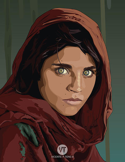 VECTOR: Afghan Girl by vicenteteng on deviantART