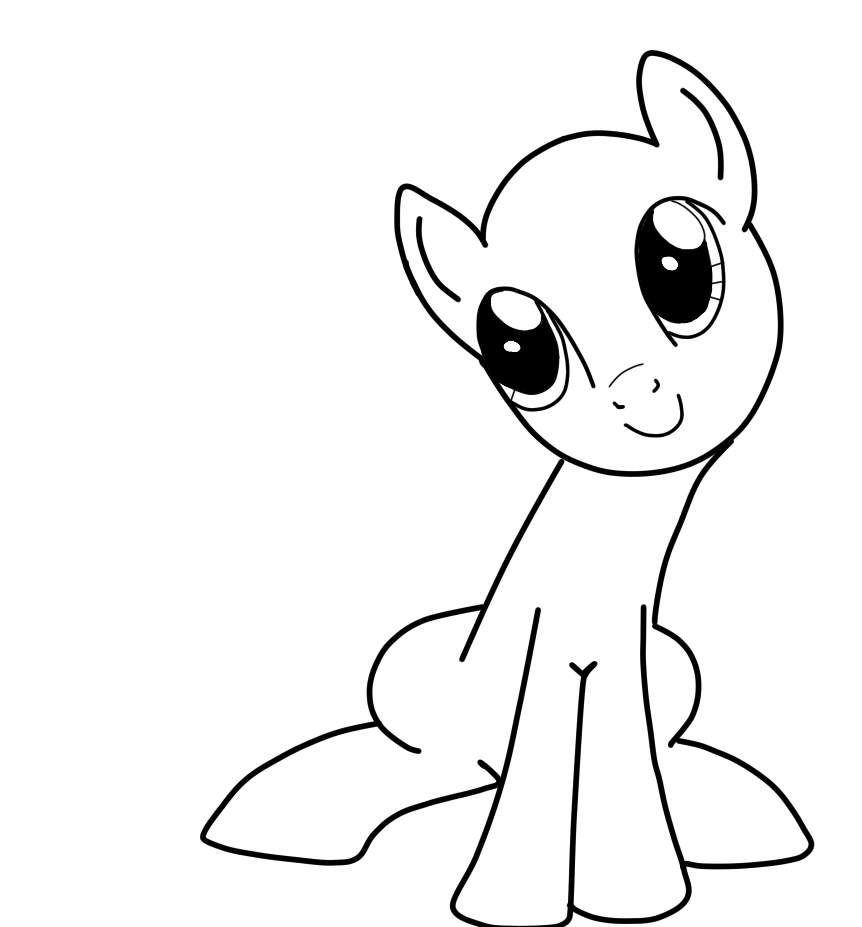 Sitting Pony Lineart by BananaBaboon on DeviantArt