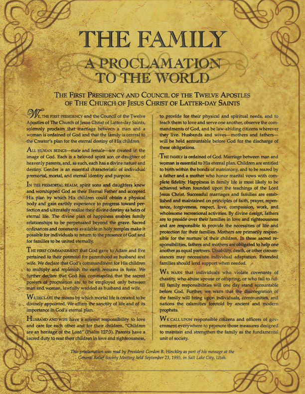 Image result for family proclamation to the world