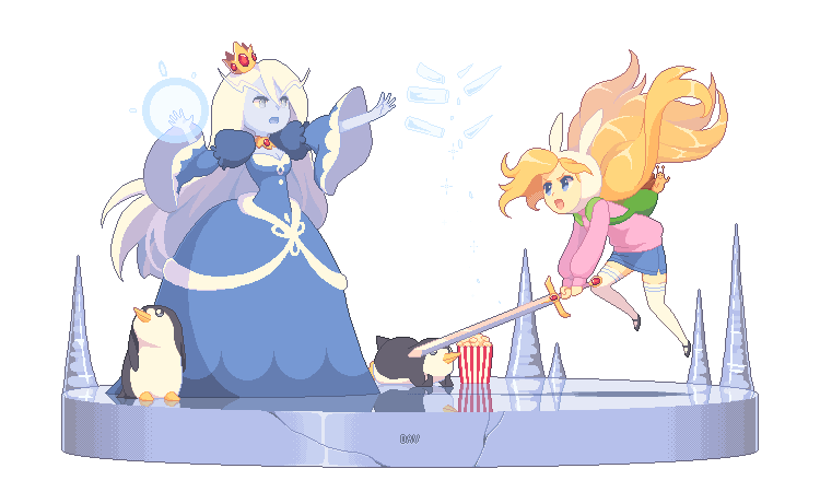 Pixel Fionna vs Ice Queen by DAV-19